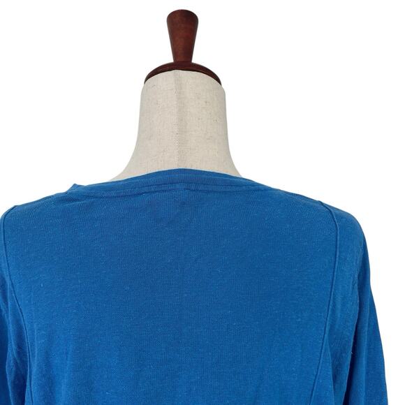 J. Jill Blue Linen Sweater Top Large Linen & Cotton Blend Lagenlook Breezy Boho - Picture 8 of 10